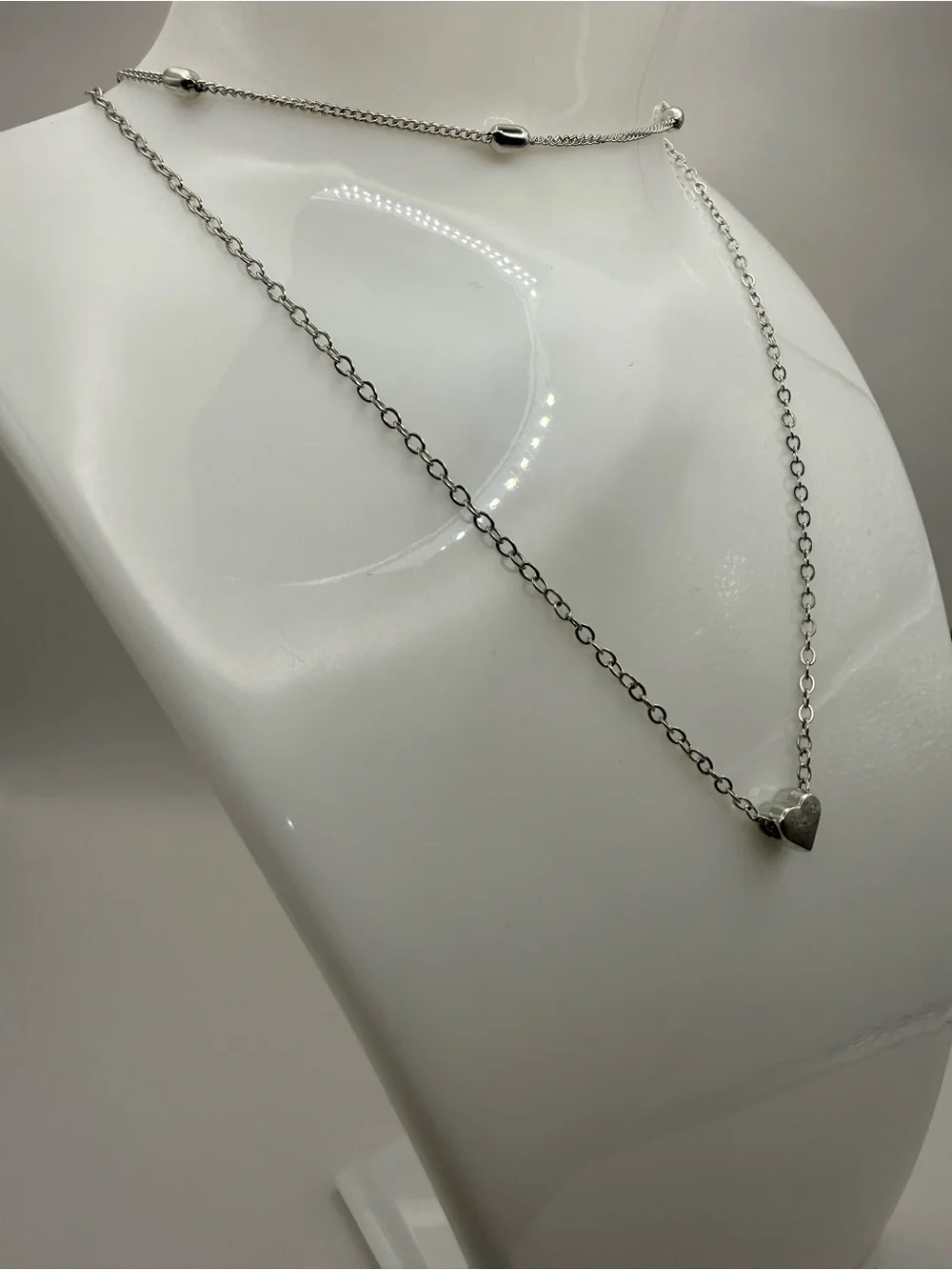 Woman's Silver -Tone Multi Layer Love Heart Charm Choker Chain Necklace